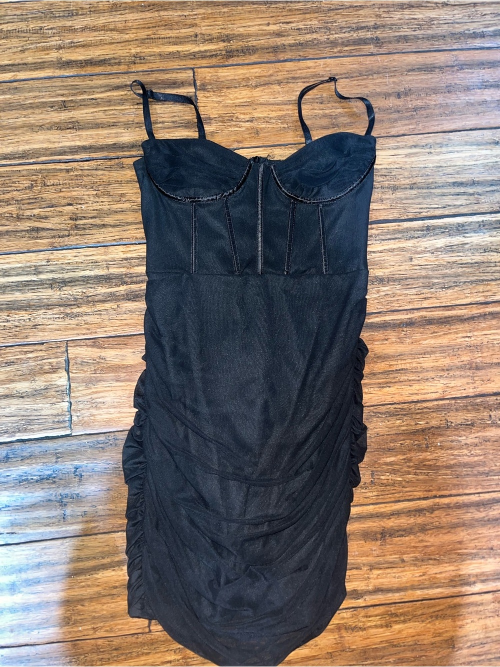 Black Ruched Corset Dress